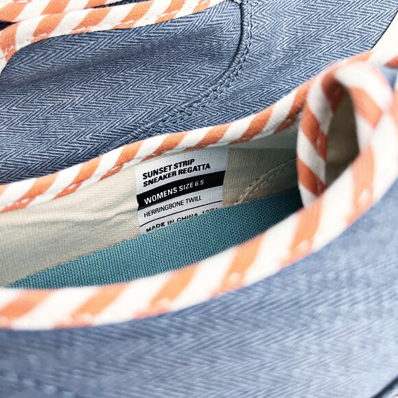 SeaVees Sunset Stripe Sneaker Regatta in Herringbone Twill - Picture 6 of 7